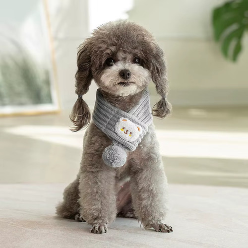 Dog knitted christmas - dog, scarf
